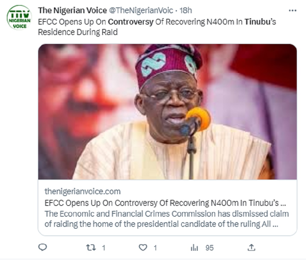 Did EFCC Raid Tinubu's House? The 400 Billion Found In His House - Is It True Or Just A Rumor?